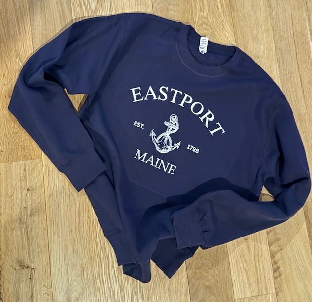 Navy Eastport Maine Crewneck Sweatshirt