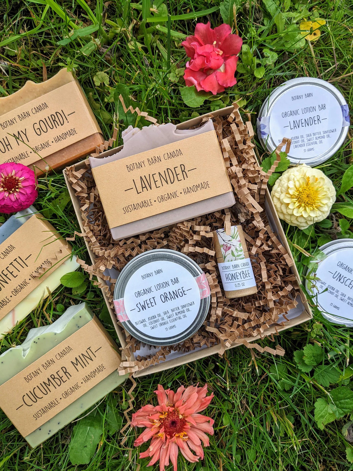 Personalized Self Care Gift Box: Handmade Soap, Eco-Friendly Lotion Bar & Lip Balm