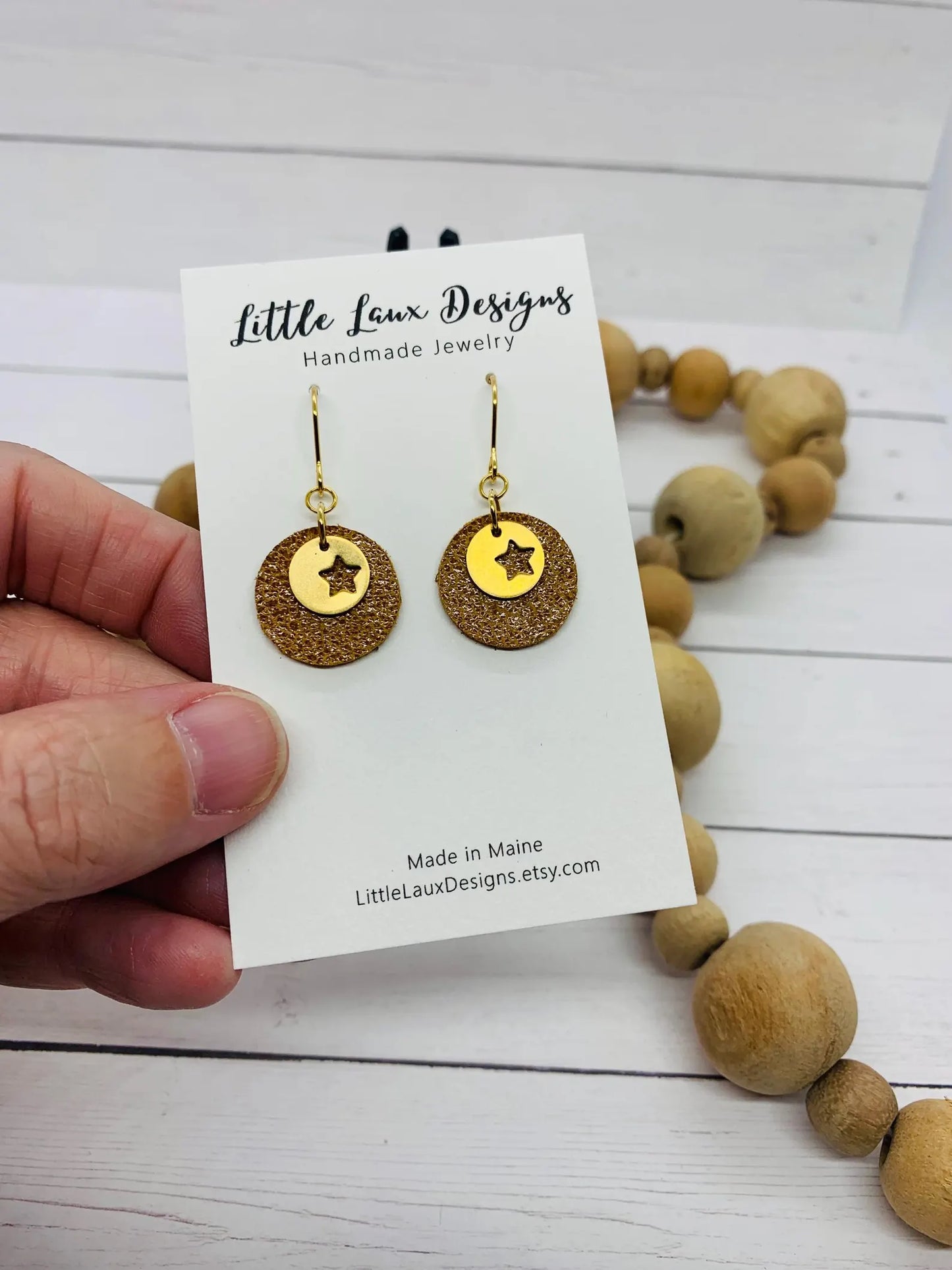 Leather Star Dangle Earrings