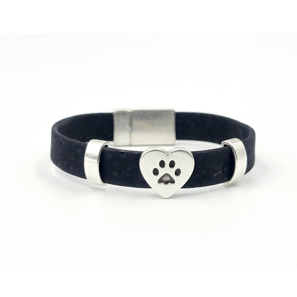 Gem Lounge Jewelry Heart Paw Print Charm Cork Magnetic Bracelet