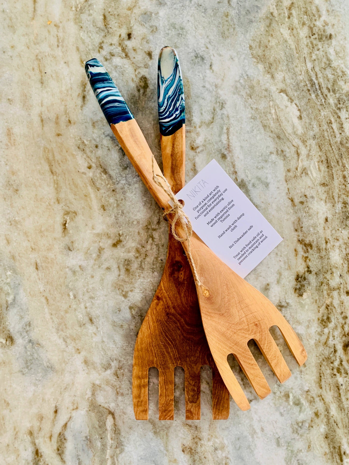 Nikita Fine Arts Olive Wood Salad serving Fork 2.0