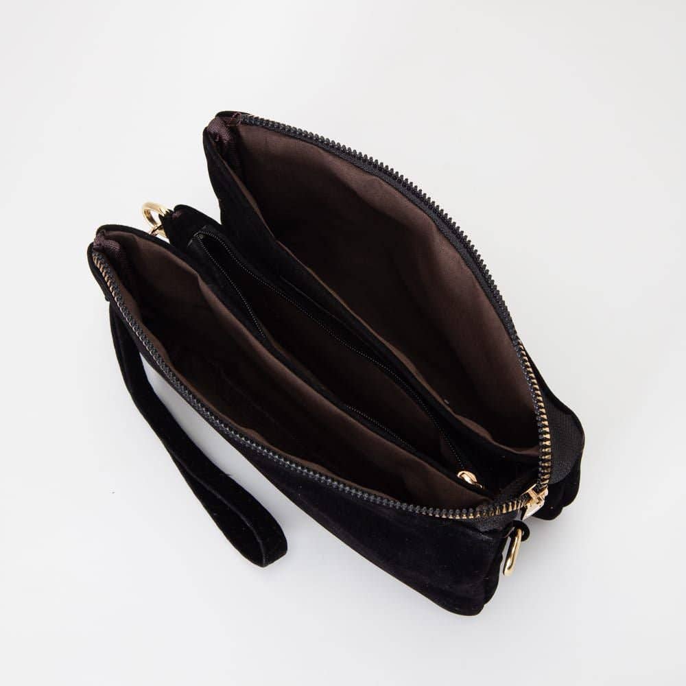 Stacey Faux Suede 3 compartments Crossbody Bag