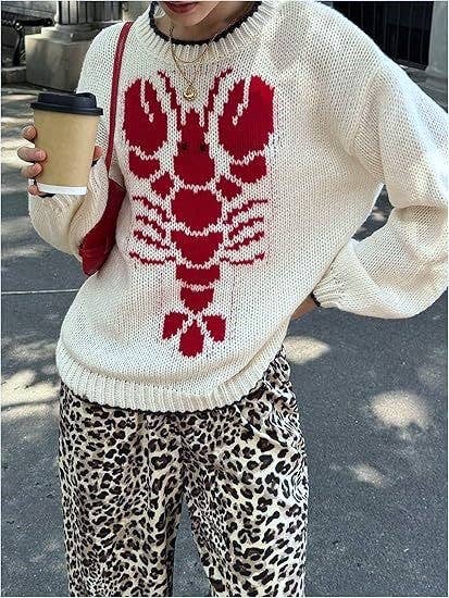 Lobster Pullover Knit Sweater