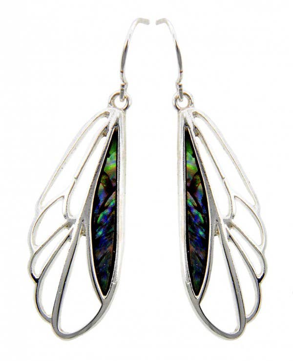 SILVER ABALONE Dragonfly Wing Earrings