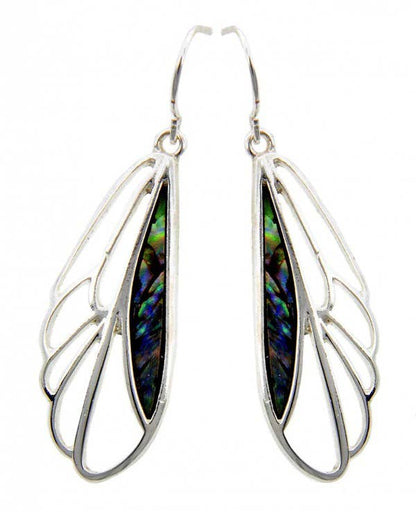 SILVER ABALONE Dragonfly Wing Earrings