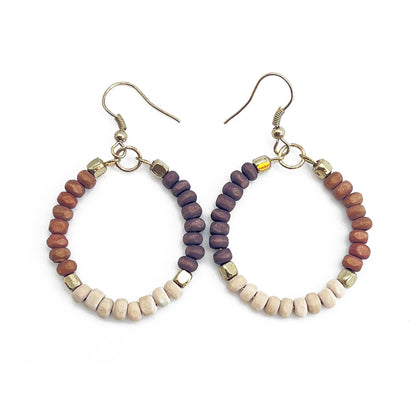 Prismatic Hues Hoop Earrings - Espresso, Brown, White
