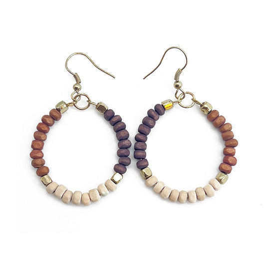 Prismatic Hues Hoop Earrings - Espresso, Brown, White