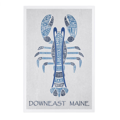 PREMIUM POSTCARDS Maine, Blue Lobster, Typography