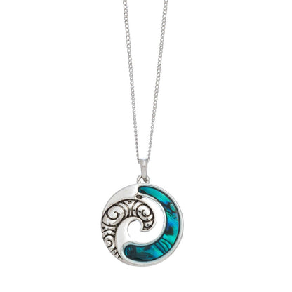 - Abalone Shell Wave Pendant Necklace Beach Jewelry