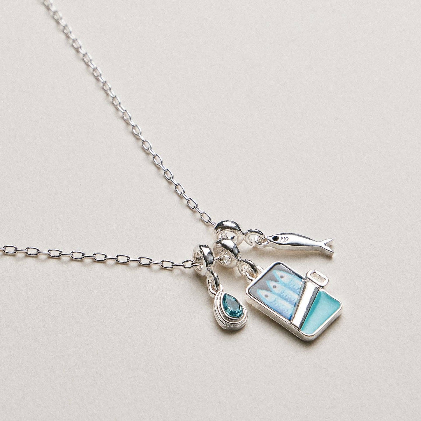 Fish Sardine Can  Charm Necklace