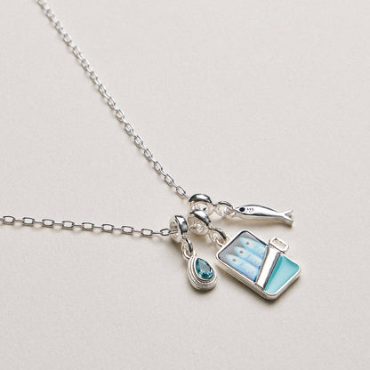 Fish Sardine Can  Charm Necklace