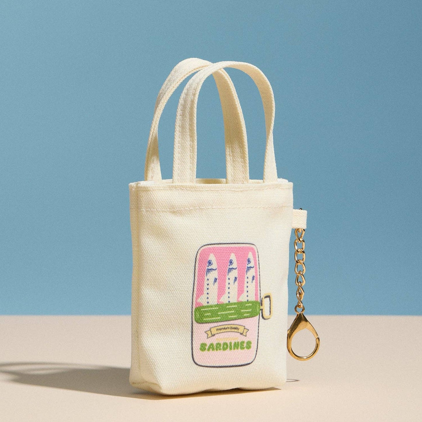 Canvas Retro Sardine Graphic | Mini Bag Charm