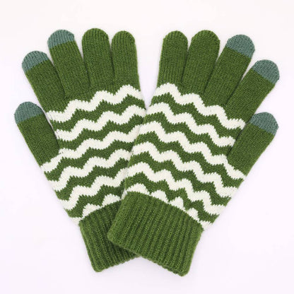 Chevron Stripe Touchscreen Knit Gloves