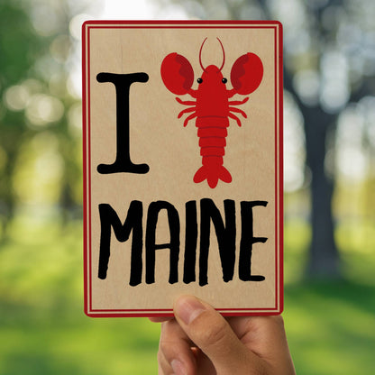 I Love Maine WOOD POSTCARD