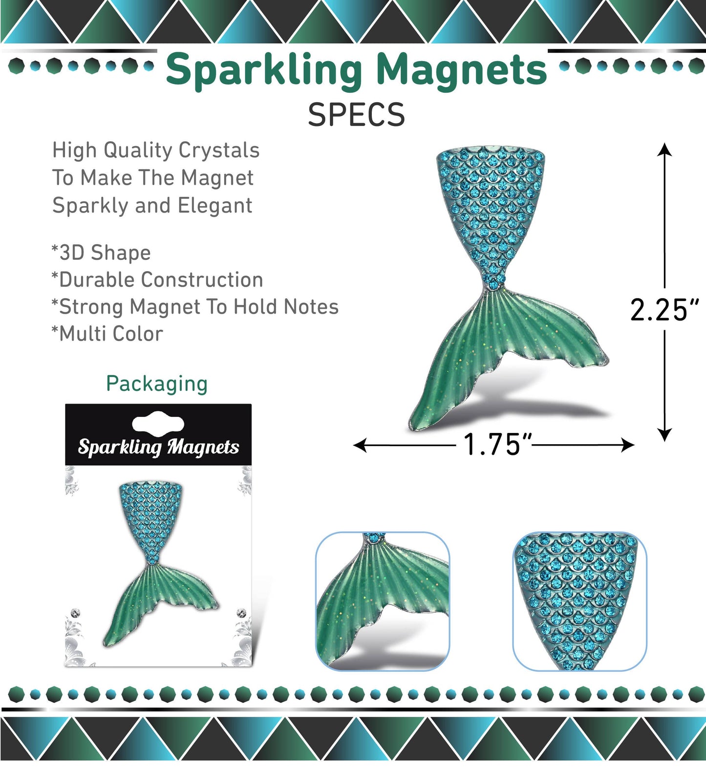 Sparkling Magnets - Mermaid Tail