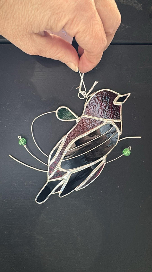 Cliff Scarlet Tanager Stained Glass