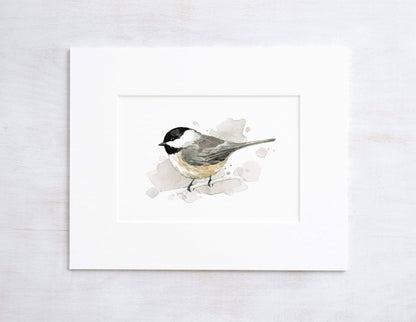 Chickadee Watercolor Painting, Bird Print