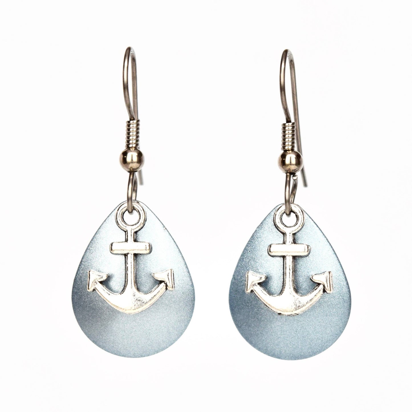 Blue Nautical Anchor Boat Earrings Lake Ocean Handmade Maine