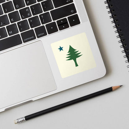Maine State Flag Pine Tree & Star Mini Vinyl Sticker