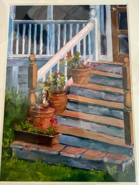 Heather Roselle Barter Fine Art - Staircase Geraniums