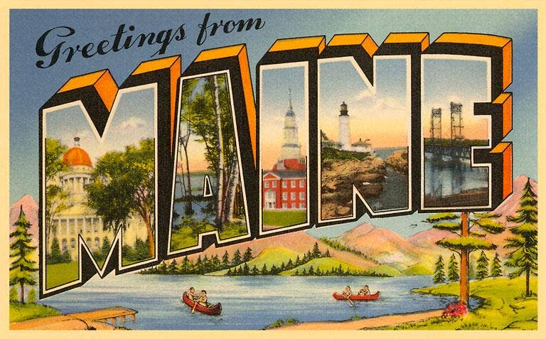 Greetings from Maine - Vintage Image, Postcard