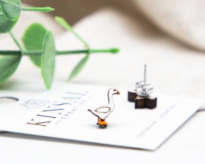 Goose  Wood Stud Earrings