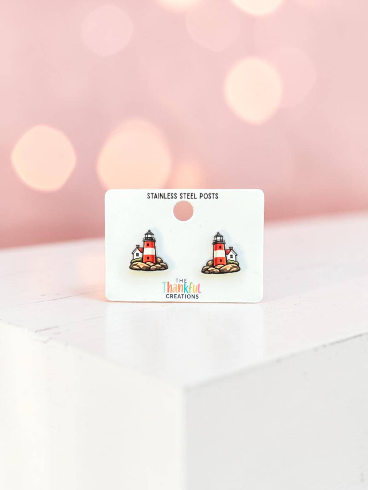 Lighthouse Stud Earrings | Coastal Beach Acrylic Studs