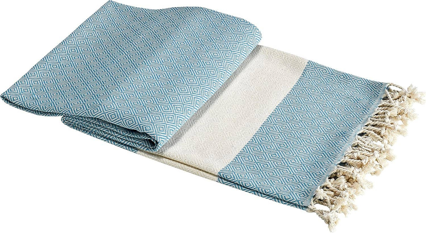 Aegean Concept Turkish Beach Towel, Quick-Dry, Baby Blue
