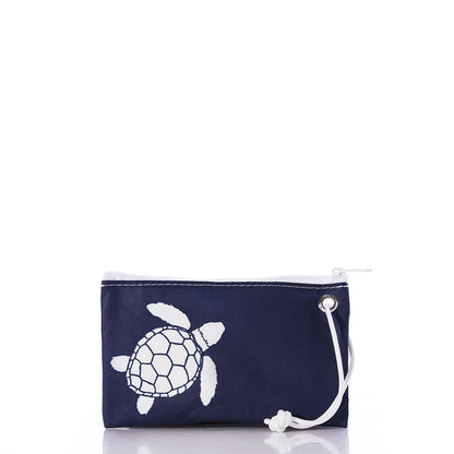 White-on-Navy Sea Turtle Wristlet