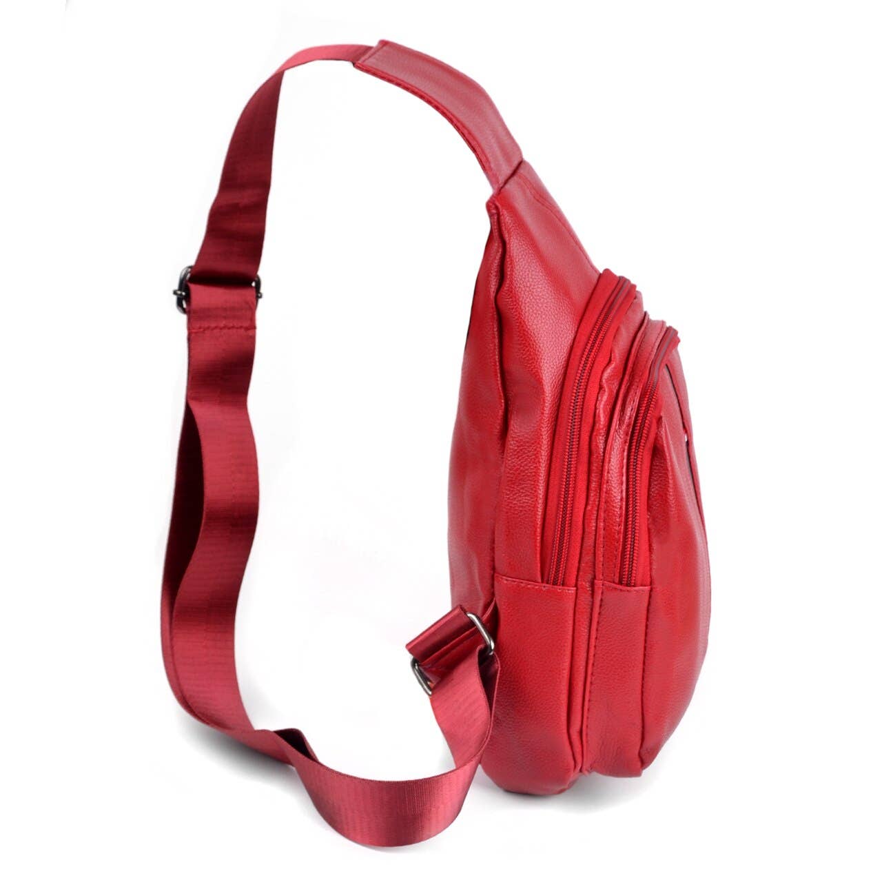 Red Crossbody Leather Sling Bag Backpack