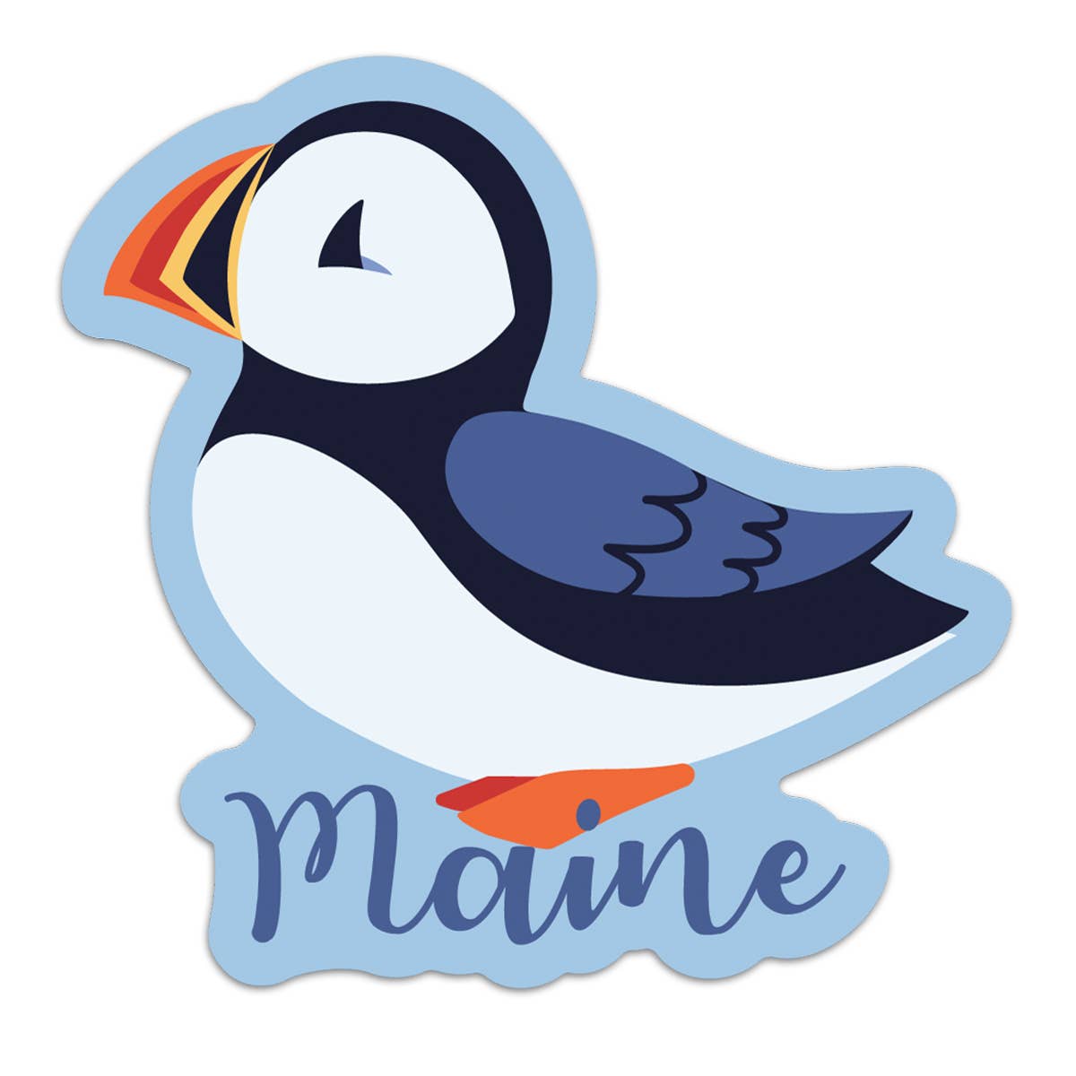 Maine Whimsical Puffin Vinyl Mini Sticker