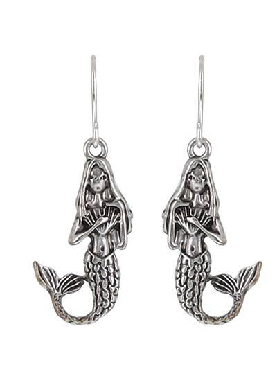3D Mermaid Metal Dangle Earrings