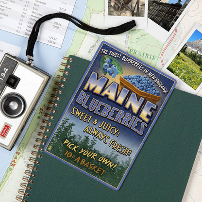 WOOD POSTCARD Maine, Blueberries Vintage Sign