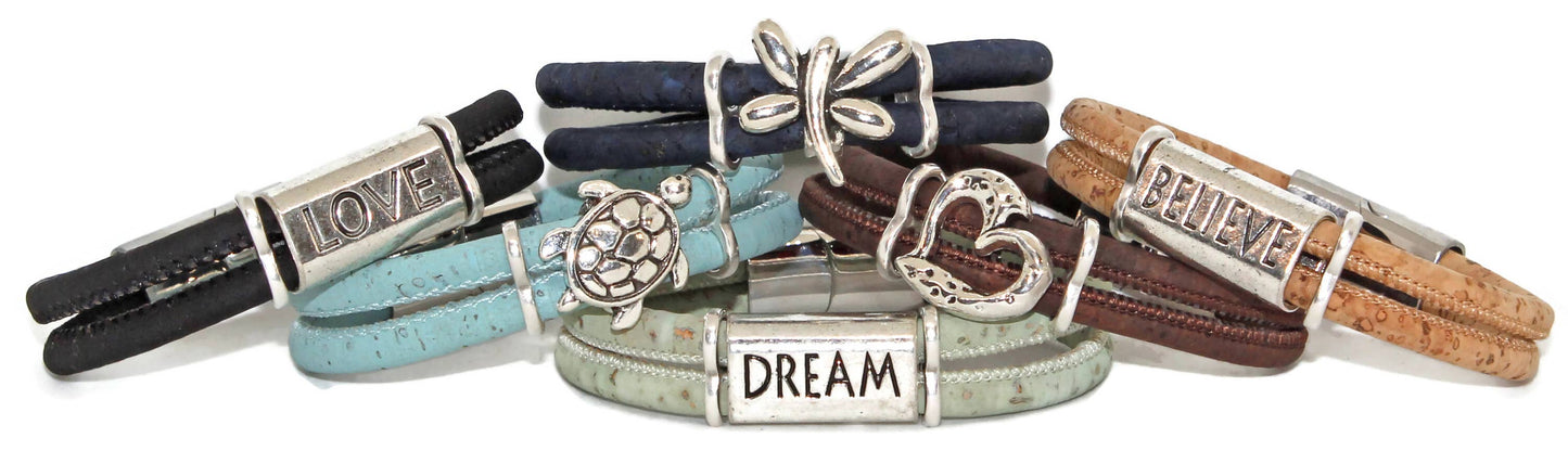 12G Round Cork Double Bracelet w/ Choice of Slider