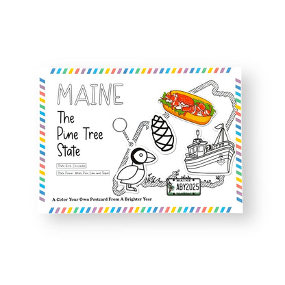 Color Your Own Maine State Postcard