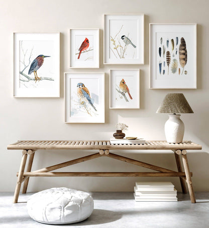Chickadee Watercolor Print, Bird Painting