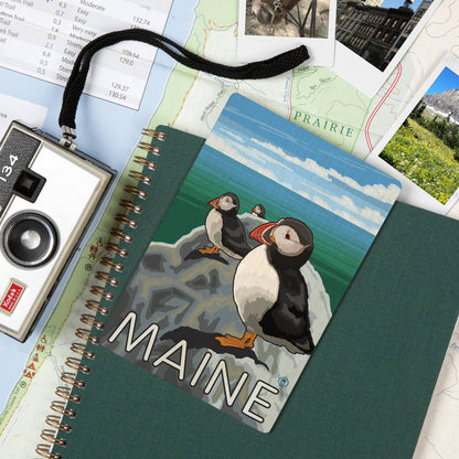 Maine Puffins WOOD POSTCARD