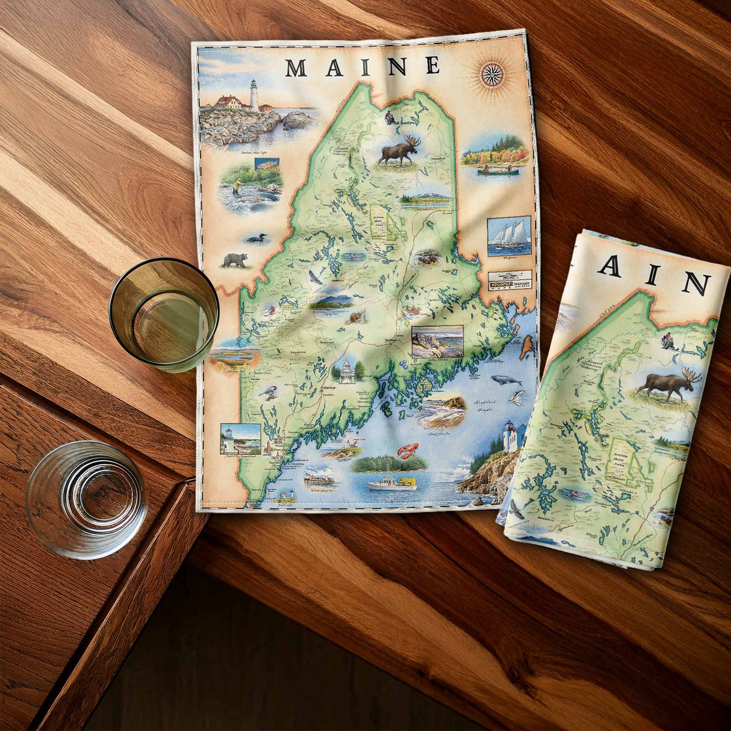 Maine State Map Kitchen Towel