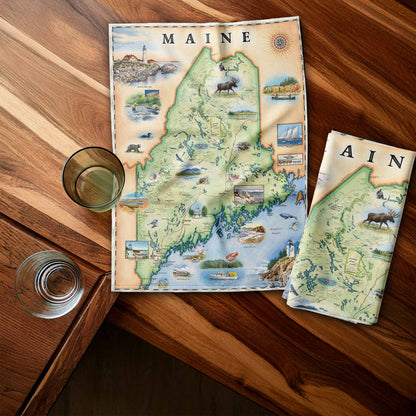 Maine State Map Kitchen Towel