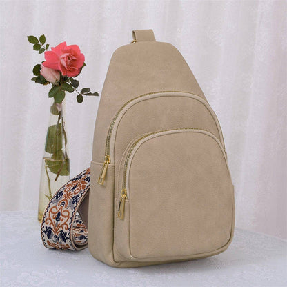 Zipper Crossbody Bag with Boho Strap