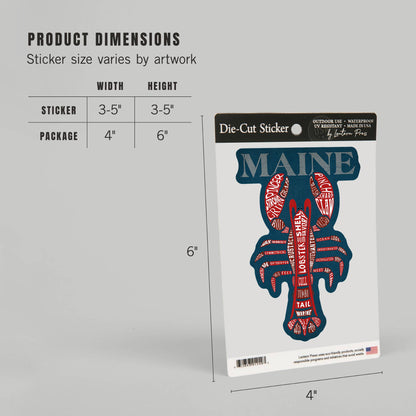 STICKERS Maine, Red Lobster, Typography