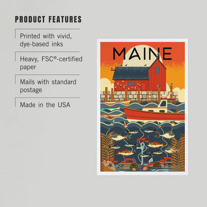 PREMIUM POSTCARDS Maine, Nautical Geometric
