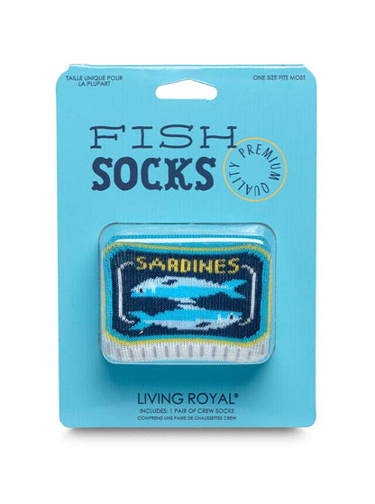 3D Packaged Crew Socks - Canned Fish - "Sardines" - Blue