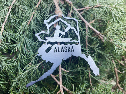 Maine Kayak Raw Steel Ornament