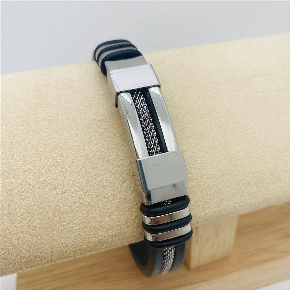 Men's Silicone Titanium Steel  Bracelet -