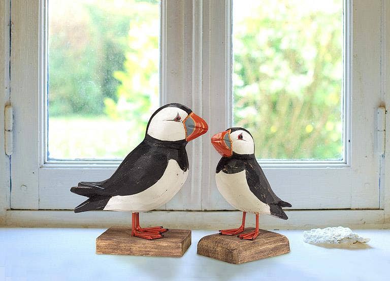 Small Carved Puffin on Base-6.5"H