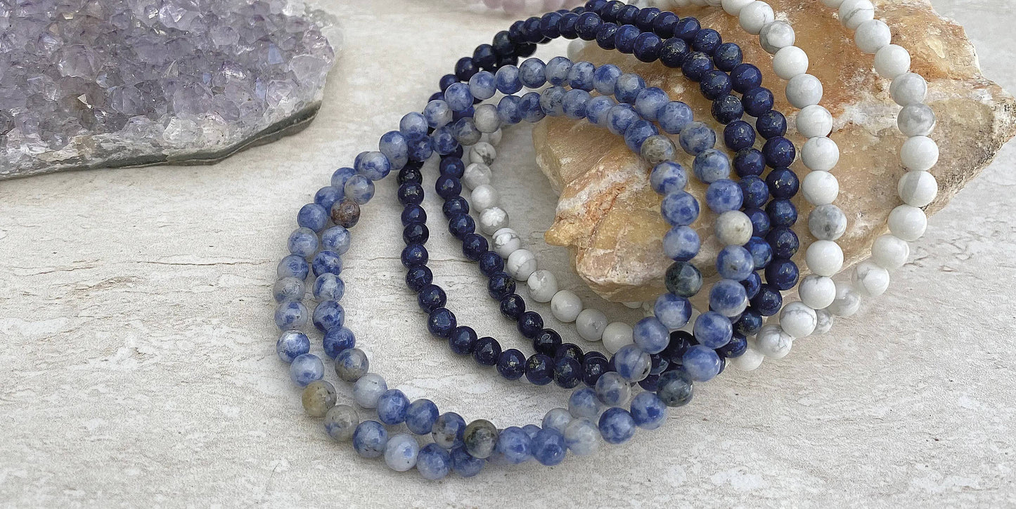 Mini Gemstone 4mm Beaded Stretch Bracelets