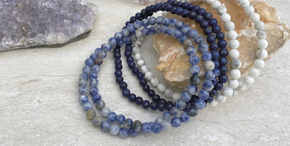 Mini Gemstone 4mm Beaded Stretch Bracelets