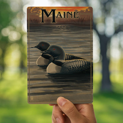 Maine Loon WOOD POSTCARD