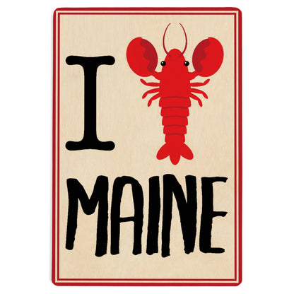 I Love Maine WOOD POSTCARD